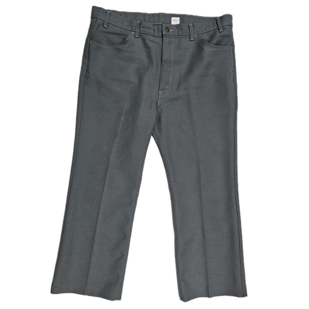 Vintage Levis Slacks Mens 42x32 Gray Dacron Polyester Straight Leg High Rise